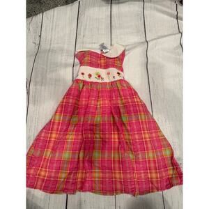 BT Kids Plaid Smocked Dress Size 5
